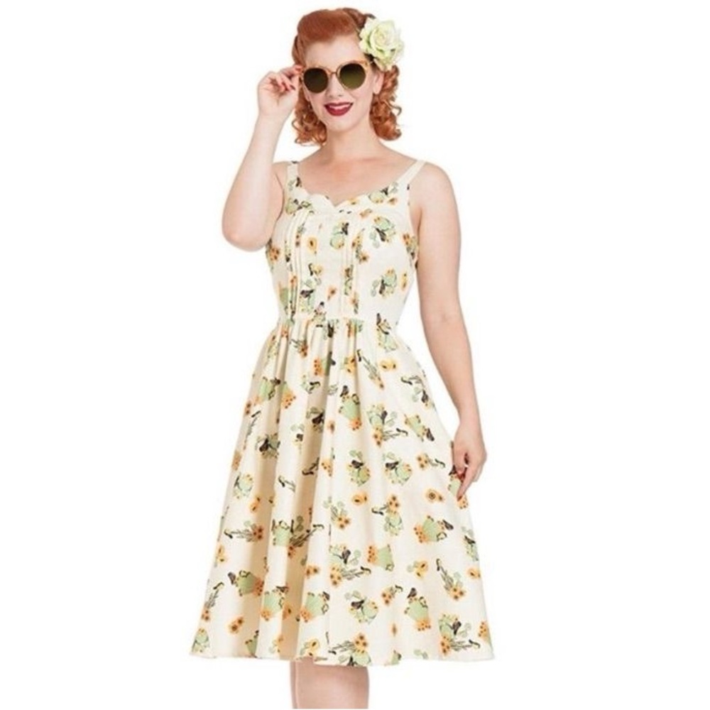 Voodoo Vixen Cactus Sunflower Flare Dress